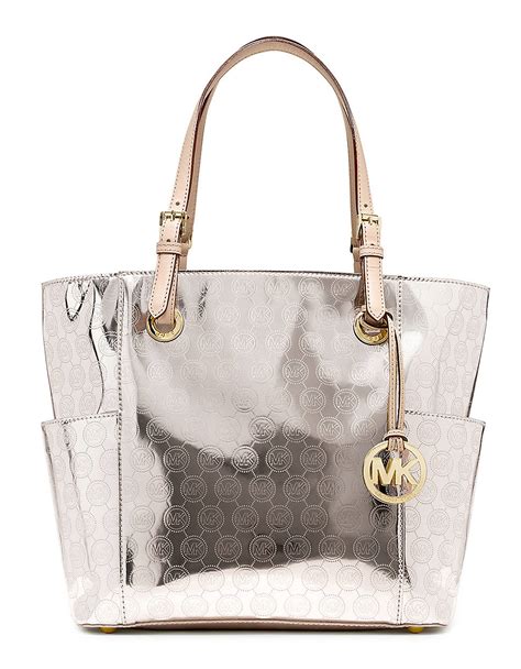 michael kors gold mirror metallic tote|Michael Kors silver crossbody bag.